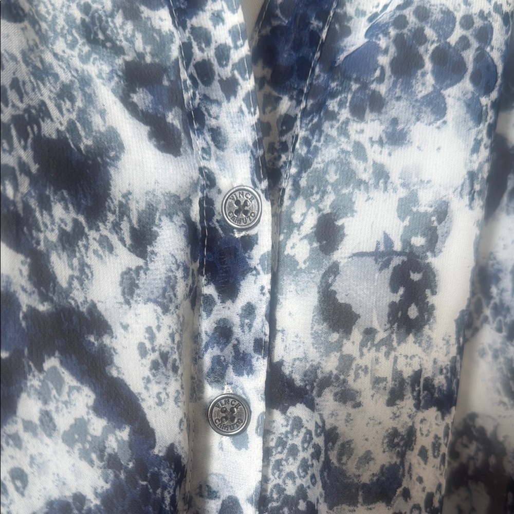 Vince Camuto Patterned Blue and White Women's Sleek & Simple Boho Indie Dress - Picture 5 of 8